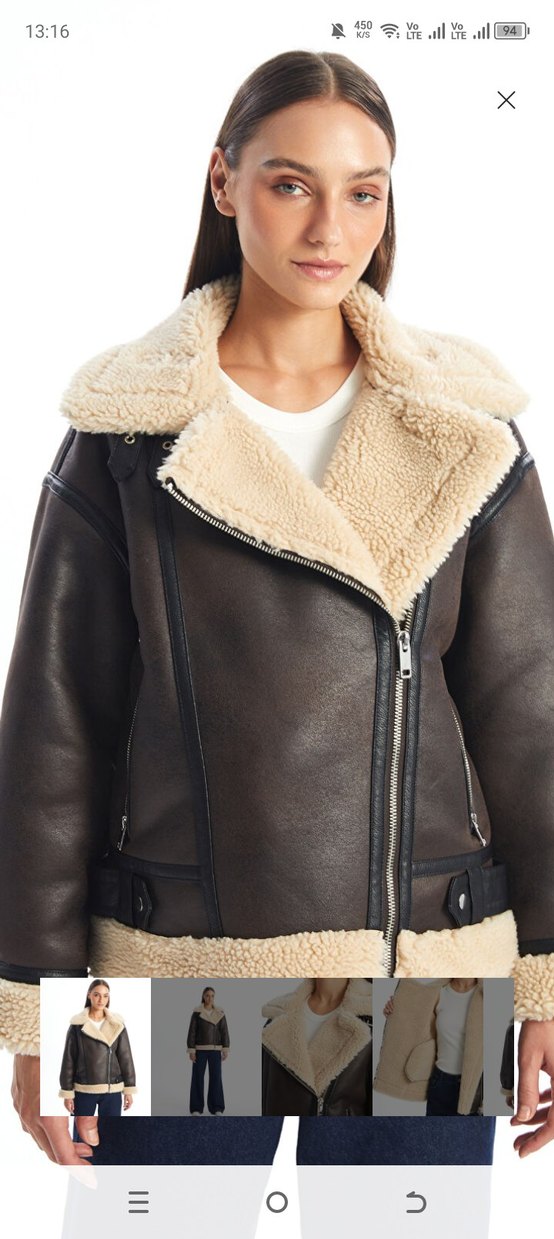 Kürk Detaylı Kahverengi Deri Ceket - Görsel 4