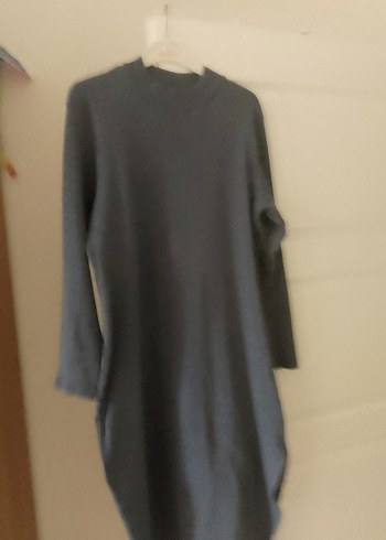 Uzun Kollu Yüksek Yakalı Triko Elbise - Görsel 2