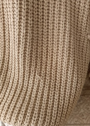 Bej Örgü Kadın Triko Kazak - Görsel 3