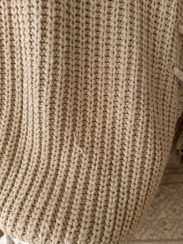 Bej Örgü Kadın Triko Kazak - Görsel 3