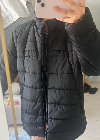 Siyah Kadın Midi Boy Kışlık Mont