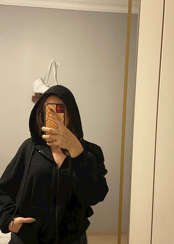 LC Waikiki Siyah Kapusonlu Rahat Sweatshirt