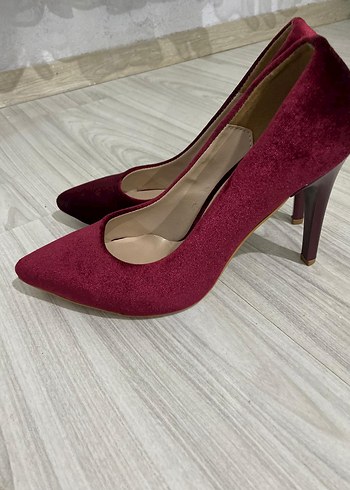 Bordo Süet Stiletto Topuklu Kadın Ayakkabı - Görsel 6