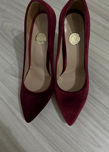 Bordo Süet Stiletto Topuklu Kadın Ayakkabı - Görsel 5