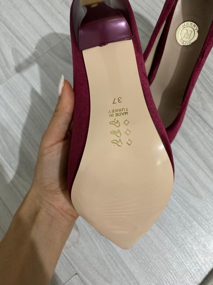 Bordo Süet Stiletto Topuklu Kadın Ayakkabı - Görsel 3