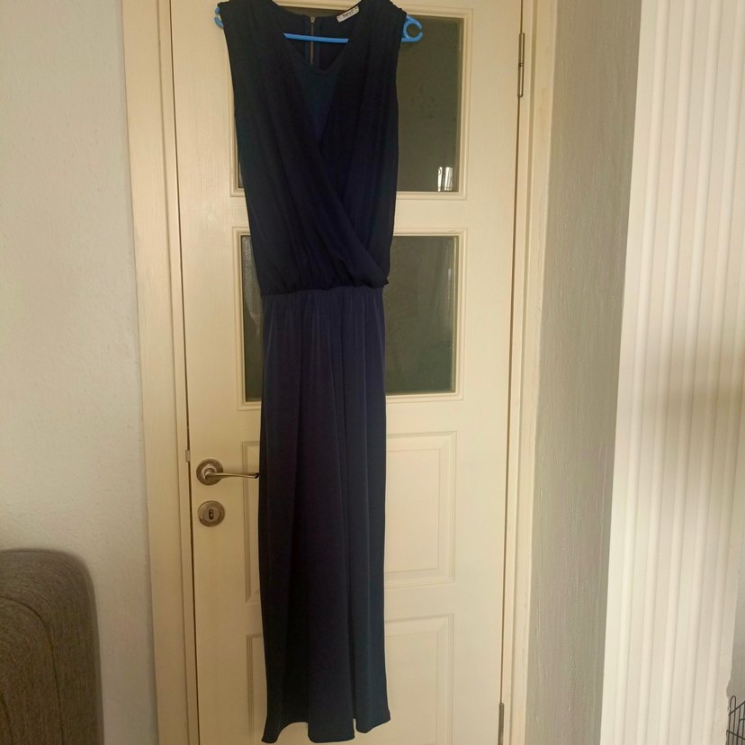 Kadın Lacivert Uzun Drapeli tulum - Görsel 2