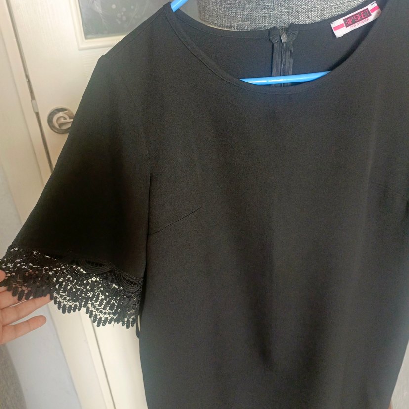 Dantel Detaylı Siyah büyük beden elbise - Görsel 2