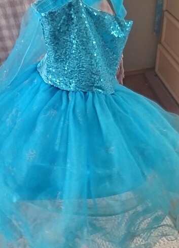 4 Yaş Beden mavi Renk Elsa abiye 