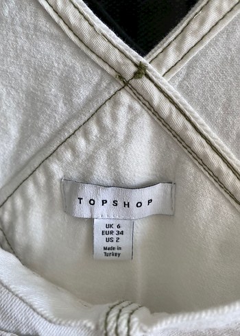 Beyaz Topshop Midi Askılı Şort Tulum - Görsel 4