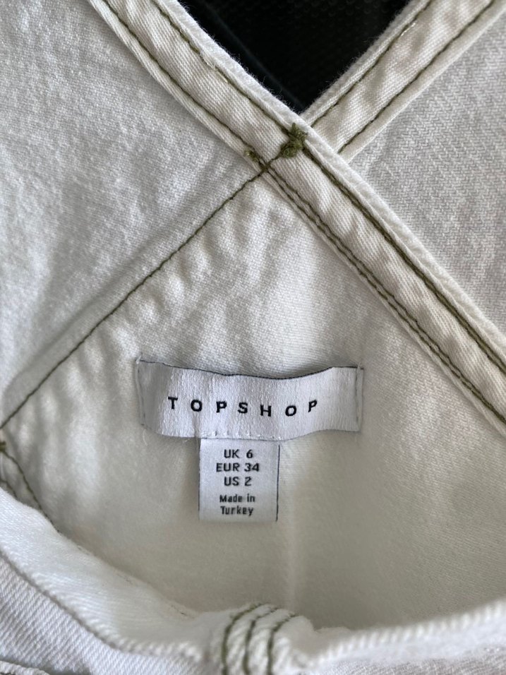 Beyaz Topshop Midi Askılı Şort Tulum - Görsel 4