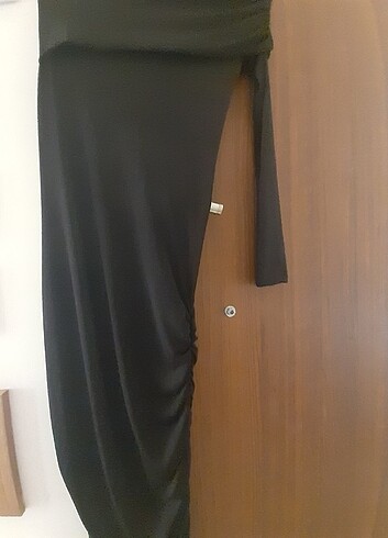 m Beden siyah Renk Buzi kumaş gece elbisesi