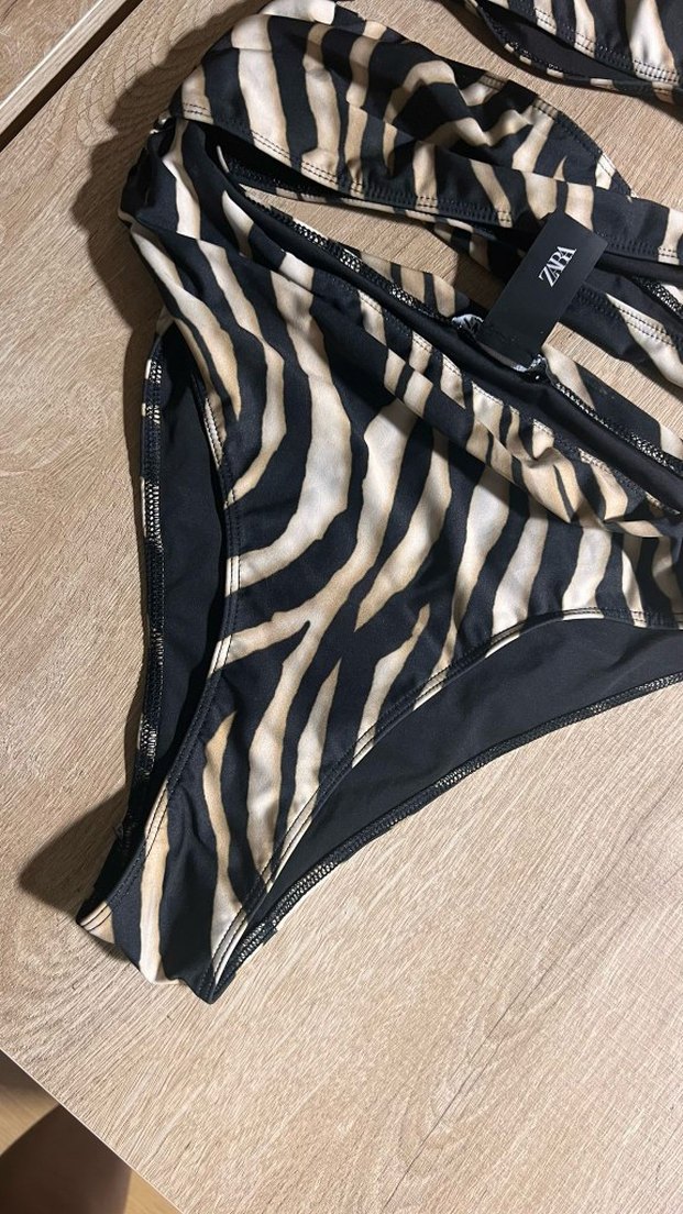 Kahverengi Zebra Desenli Kemerli Mayo - Görsel 4