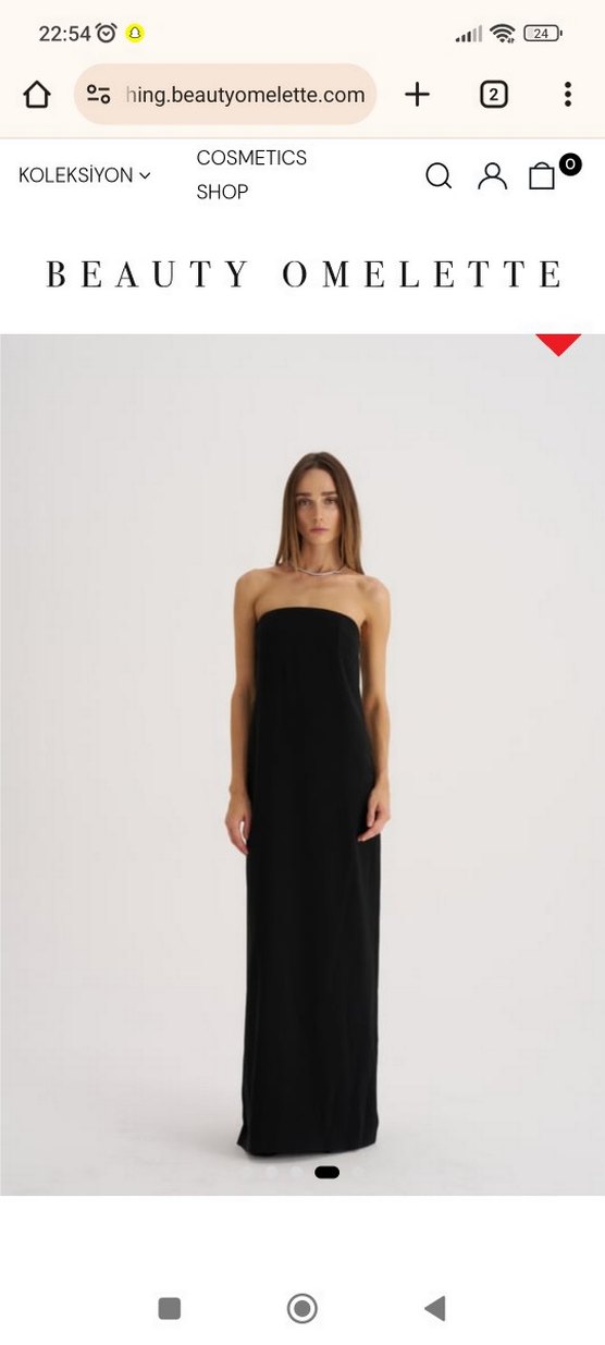 Siyah Straplez Uzun Kadın Elbise - Görsel 2