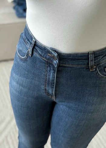 Düğmeli, Mavi Kadın Denim Pantolon