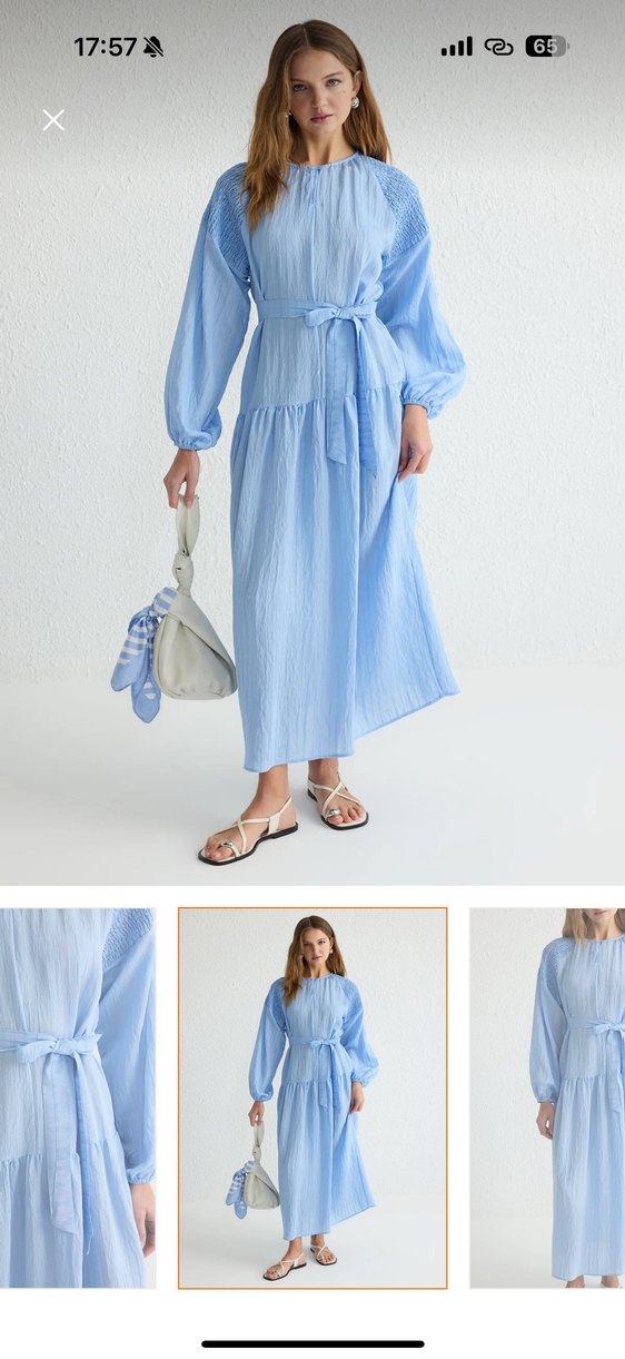 Mavi  Uzun Kollu  Elbise - Görsel 2