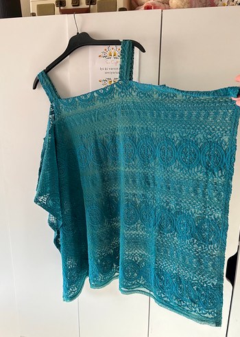 Turkuaz Bohem Drape Detaylı pareo - Görsel 3