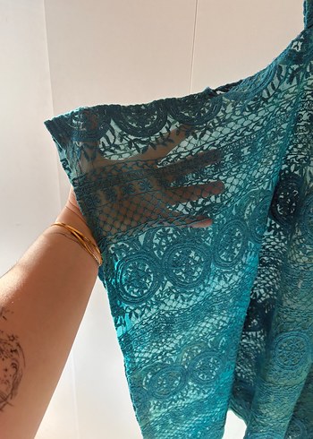 Diğer Turkuaz Bohem Drape Detaylı pareo