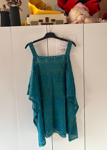 Turkuaz Bohem Drape Detaylı pareo - Görsel 4