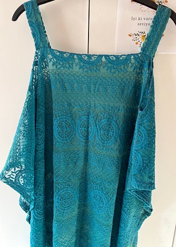 Turkuaz Bohem Drape Detaylı pareo - Görsel 7