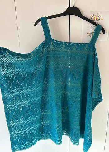 Turkuaz Bohem Drape Detaylı pareo