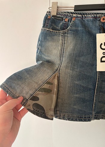 s Beden D&G Bağcıklı Mavi Mini Kot Etek
