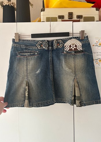 Dolce & Gabbana D&G Bağcıklı Mavi Mini Kot Etek