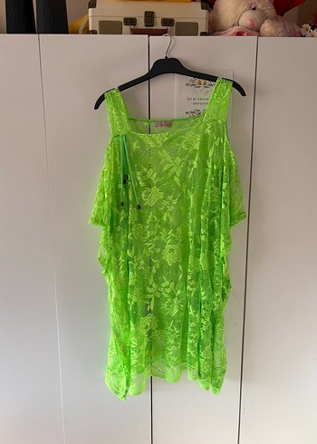 Dantel Detaylı Yeşil Bohem Mini pareo - Görsel 5