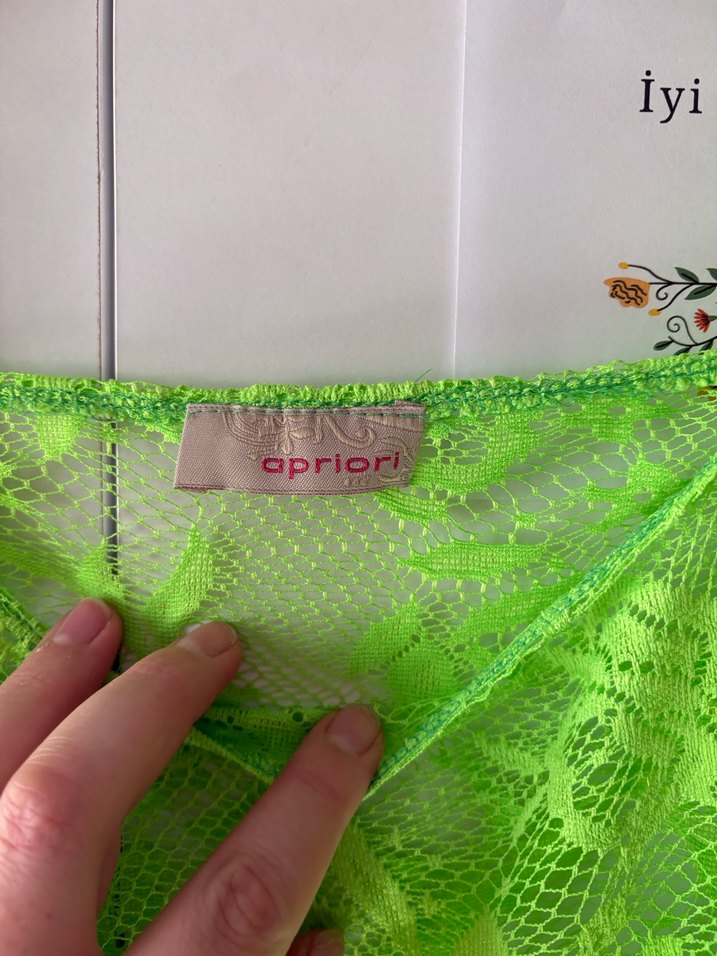 Dantel Detaylı Yeşil Bohem Mini pareo - Görsel 4