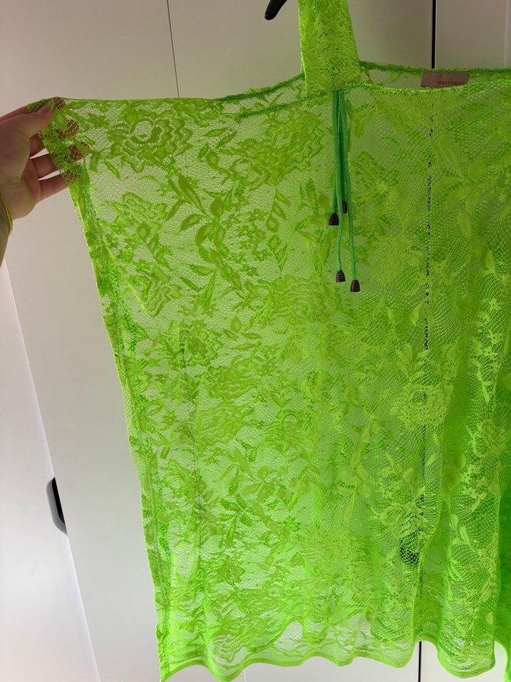 Dantel Detaylı Yeşil Bohem Mini pareo - Görsel 2