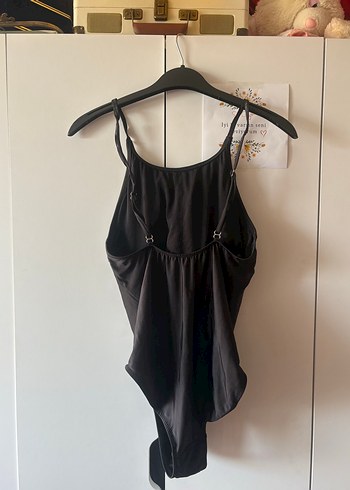 Drapeli Siyah İp Askılı Kadın Mayo - Görsel 3