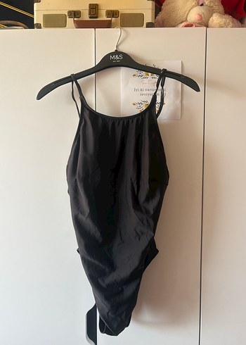 Drapeli Siyah İp Askılı Kadın Mayo - Görsel 2