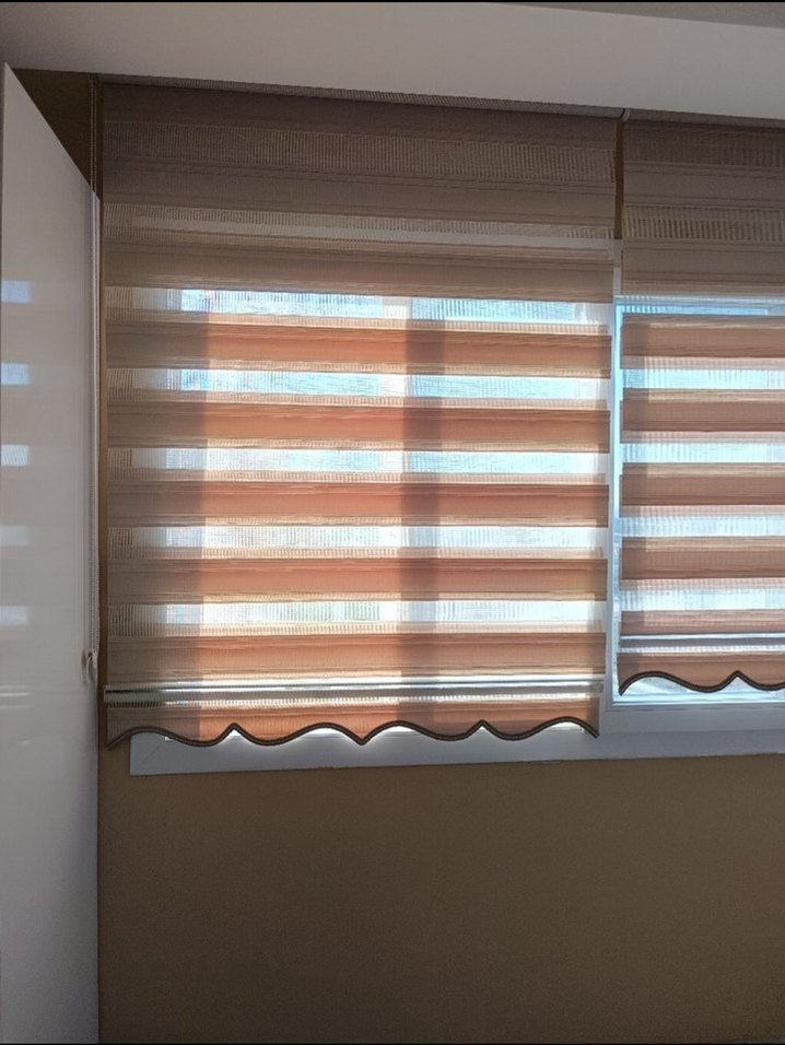 Bej Çizgili Modern Perde zebra perde - Görsel 2