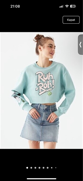 m Beden Mavi marka crop sweatshirt