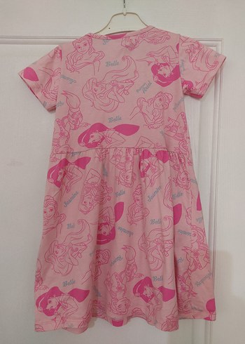 6 Yaş Beden pembe Renk Kız Çocuk Pembe Baskılı Pilili Elbise