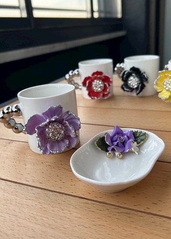 Mor Çiçekli Boncuklu kupa - Görsel 12