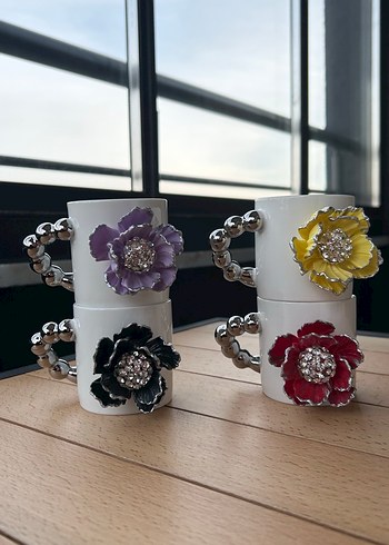 Mor Çiçekli Boncuklu kupa - Görsel 11