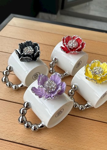 Mor Çiçekli Boncuklu kupa - Görsel 8