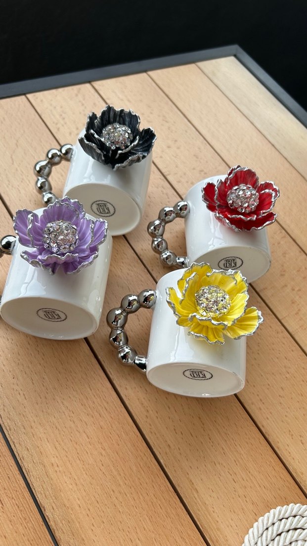 Mor Çiçekli Boncuklu kupa - Görsel 4