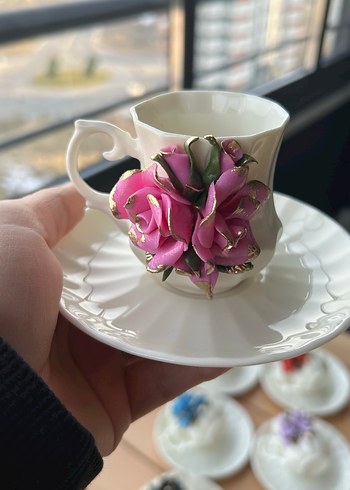 Porselen Gül Detaylı Fincan takımı - Görsel 14