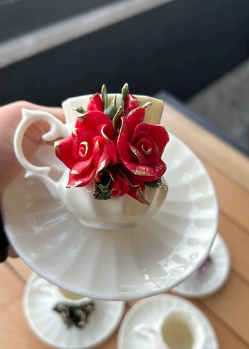 Porselen Gül Detaylı Fincan takımı - Görsel 10