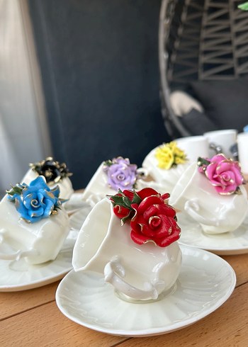 Porselen Gül Detaylı Fincan takımı - Görsel 6