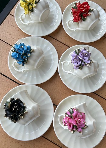 Porselen Gül Detaylı Fincan takımı - Görsel 11