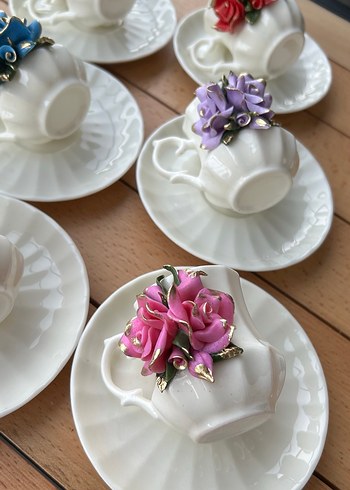 Porselen Gül Detaylı Fincan takımı - Görsel 13