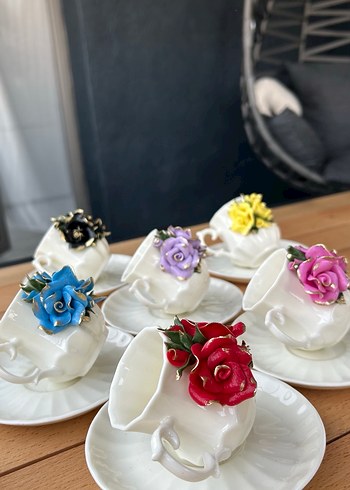 Porselen Gül Detaylı Fincan takımı - Görsel 7