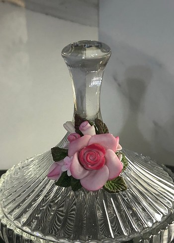 Pembe Çiçek Detaylı Cam şekerlik - Görsel 5