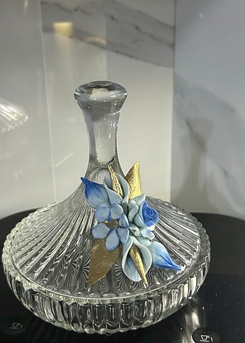 Mavi Detaylı Şeffaf Dekoratif şekerlik - Görsel 2