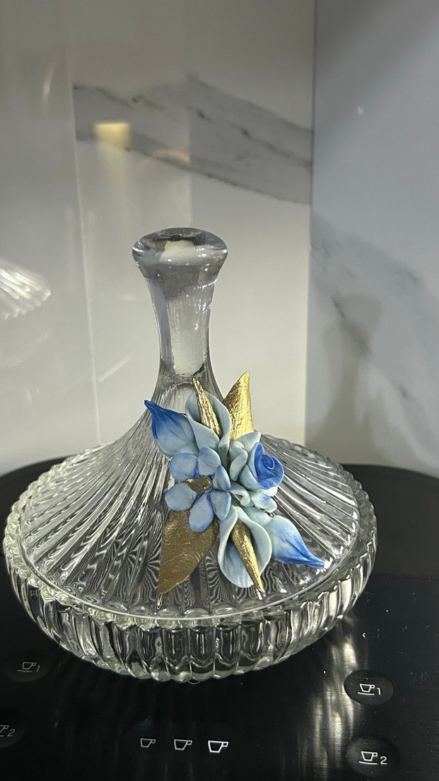 Mavi Detaylı Şeffaf Dekoratif şekerlik - Görsel 2