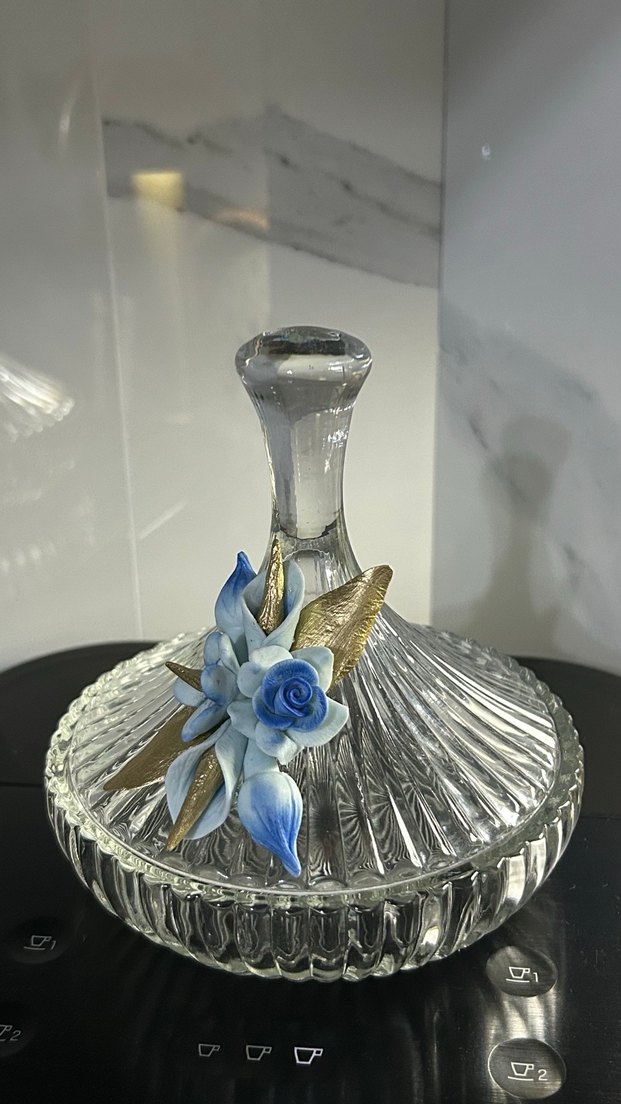 Mavi Detaylı Şeffaf Dekoratif şekerlik - Görsel 3