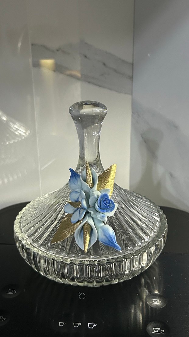 Mavi Detaylı Şeffaf Dekoratif şekerlik - Görsel 4