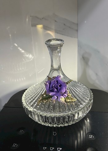 Mor Çiçekli Parlak Cam Vazo - Görsel 3